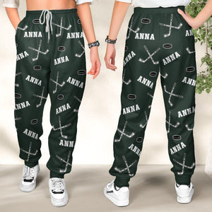 Hockey Custom Name - Personalized Sweatpants, Hockey Player Gift