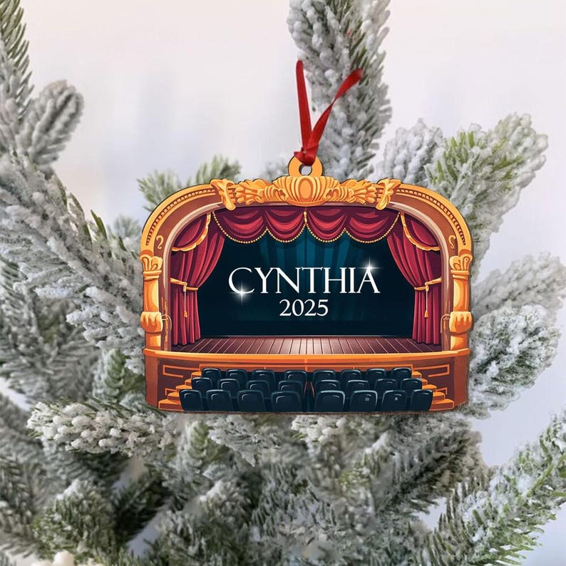 Personalized Theater Ornament, Actor Actress Performer Christmas gift, Broadway Ornament Theater Marquee