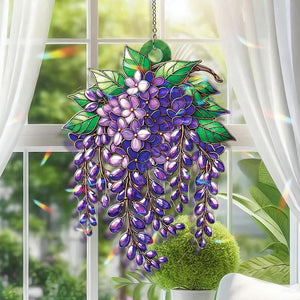 Wisteria Art Acrylic Suncatcher, Elegant Botanical Window Hanging, Light-Reflecting Spring Decor, Perfect Gift for Plant Lovers, for Mom