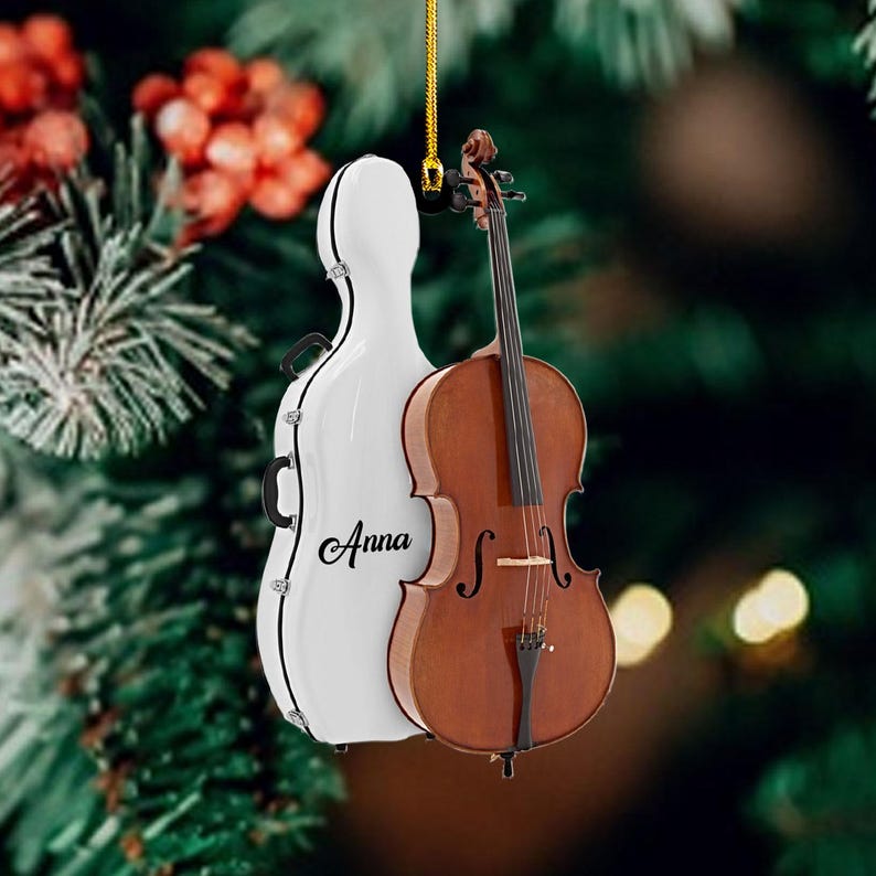 Personalized Cello Instrument 2D Flat Ornament, Cello Player Gift, Cello Musical Keepsake Xmas Ornament, Christmas Gift
