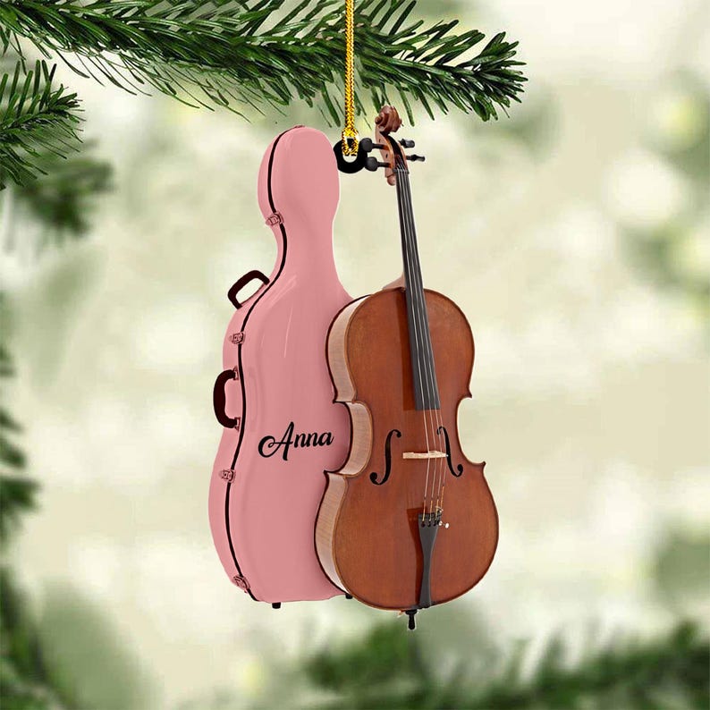 Personalized Cello Instrument 2D Flat Ornament, Cello Player Gift, Cello Musical Keepsake Xmas Ornament, Christmas Gift