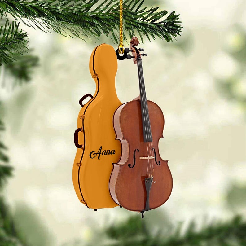 Personalized Cello Instrument 2D Flat Ornament, Cello Player Gift, Cello Musical Keepsake Xmas Ornament, Christmas Gift
