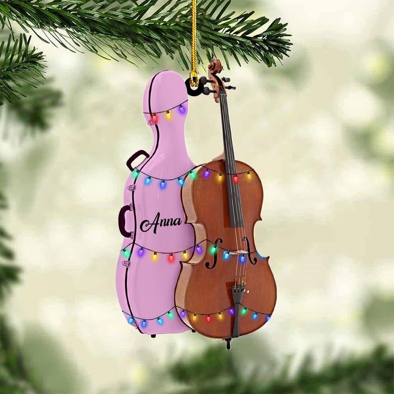 Personalized Cello Instrument 2D Flat Ornament, Cello Player Gift, Cello Musical Keepsake Xmas Ornament, Christmas Gift