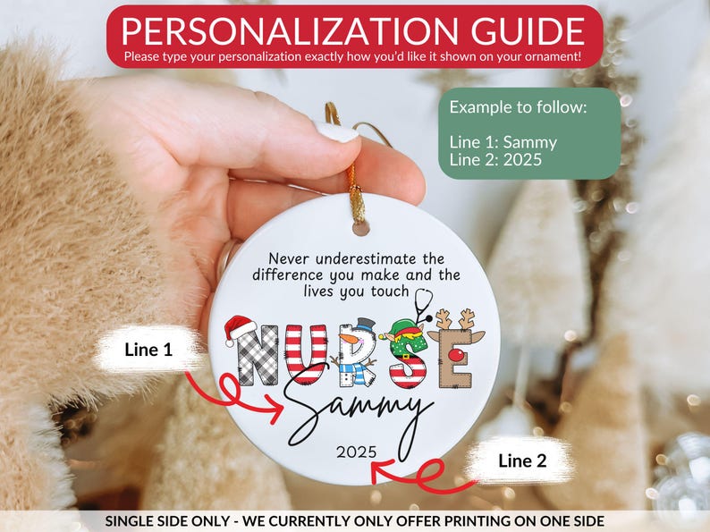 Nurse Thank You Ornament, Personalized Nurse Christmas Ornament Thank You Gifts for Nurse Appreciation Christmas Ornament Nurse Thank You