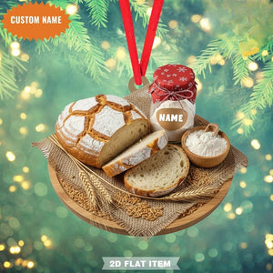 Custom Name Sourdough Bread Christmas Ornament, Flat 2D Ornament, Food Lover Gift, Funny Christmas Tree Decor Gift