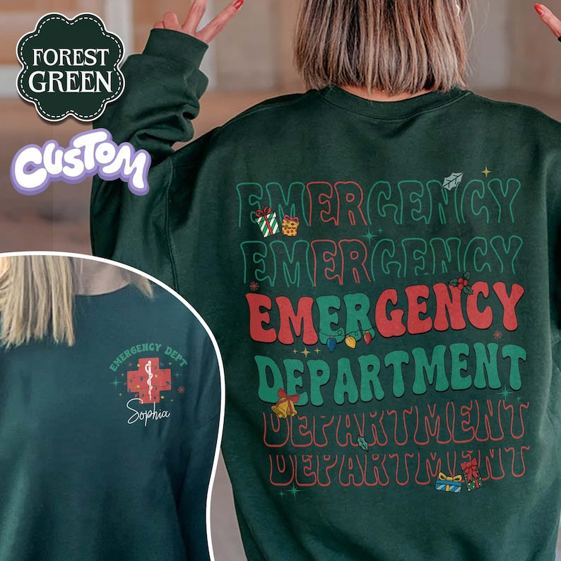 ER Nurse Christmas Sweatshirt: Emergency Department Holiday Tee