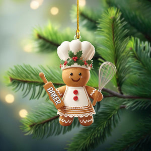 Cute Gingerbread Chef Ornament, Baking Spirits Bright Christmas Ornament, Holiday Gingerbread Man Decor, Christmas Tree Decoration