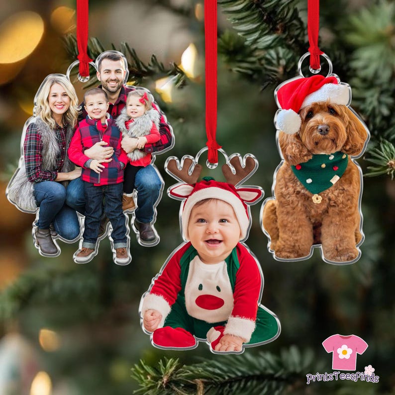 Custom Photo Christmas Ornament, Family Ornaments 2025, Family Photo Ornament, Couple Picture Ornament, New Baby Pet Ornament, Couple Gift,
