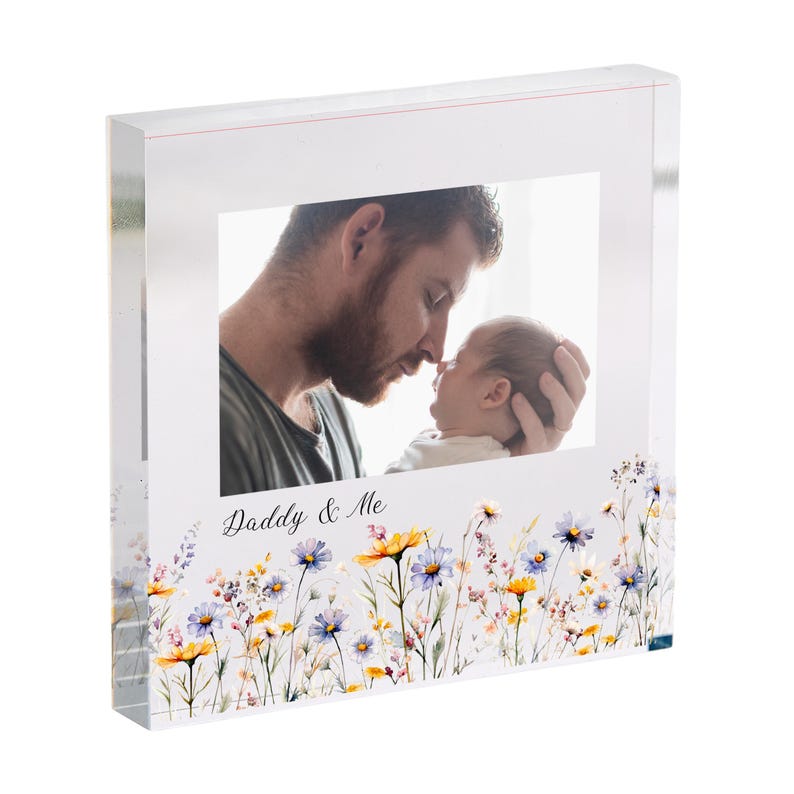 Gift for Nanny Personalised Acrylic Photo Plaque Floral Frame Birthday Mother's Day or Christmas Keepsake
