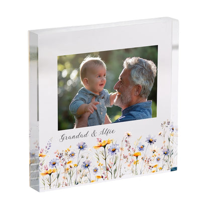 Gift for Nanny Personalised Acrylic Photo Plaque Floral Frame Birthday Mother's Day or Christmas Keepsake