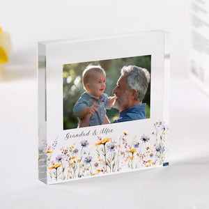 Gift for Nanny Personalised Acrylic Photo Plaque Floral Frame Birthday Mother's Day or Christmas Keepsake