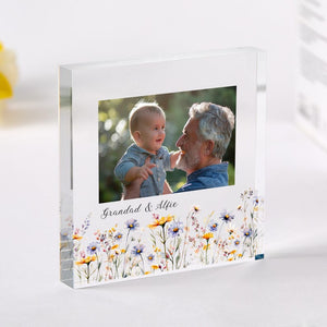 Gift for Nanny Personalised Acrylic Photo Plaque Floral Frame Birthday Mother's Day or Christmas Keepsake