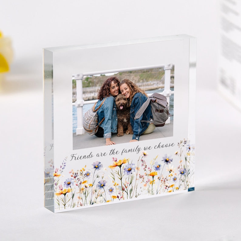 Gift for Nanny Personalised Acrylic Photo Plaque Floral Frame Birthday Mother's Day or Christmas Keepsake