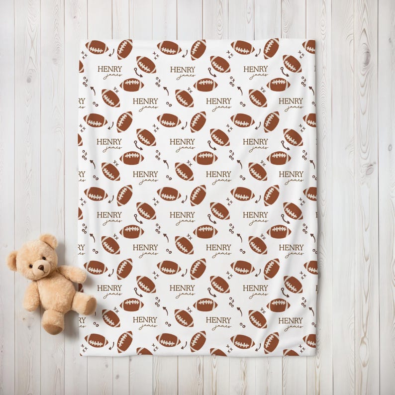 Personalized Football Blanket Custom Name Fleece Blanket