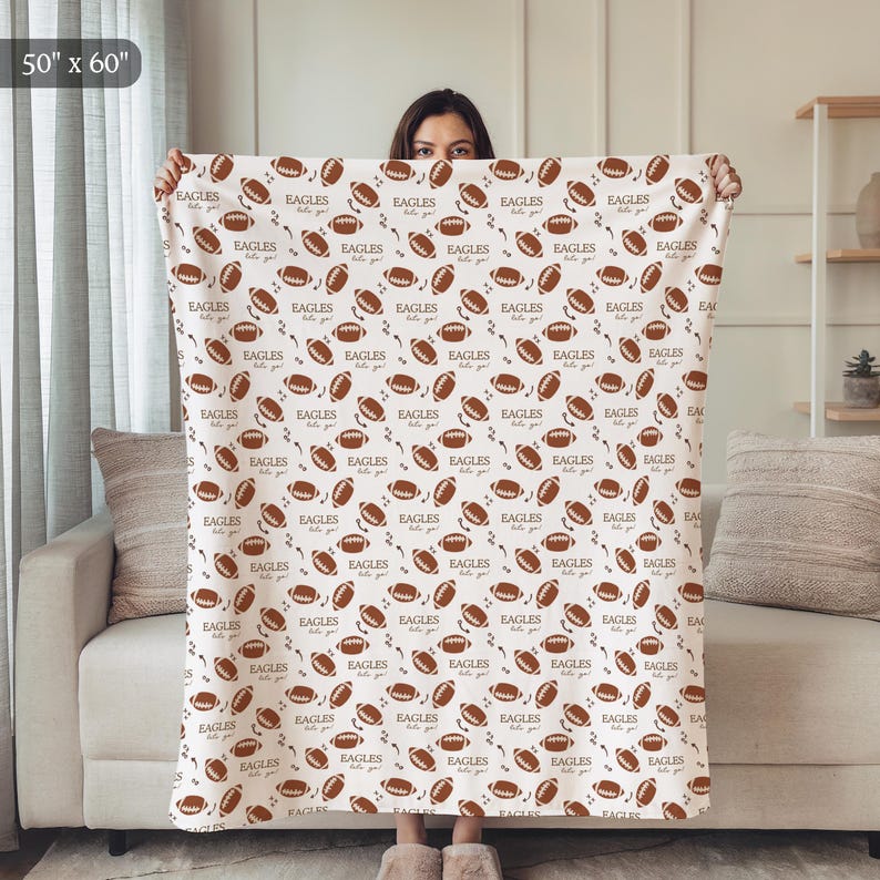 Personalized Football Blanket Custom Name Fleece Blanket
