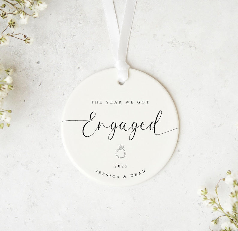 First Christmas Engaged Ornament | Custom Engagement Gift | The Year We Got Engaged Personalised Decoration