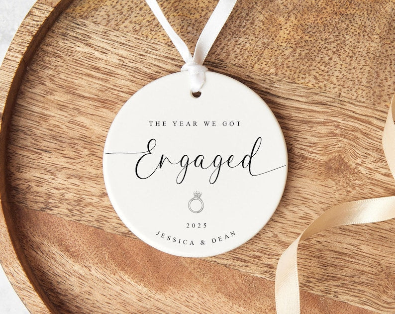 First Christmas Engaged Ornament | Custom Engagement Gift | The Year We Got Engaged Personalised Decoration