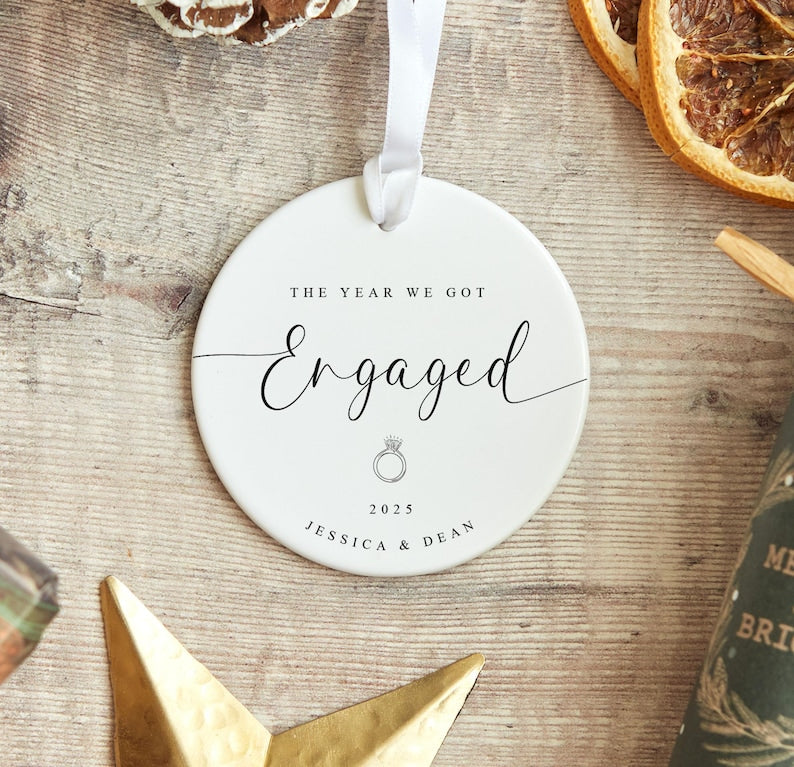 First Christmas Engaged Ornament | Custom Engagement Gift | The Year We Got Engaged Personalised Decoration