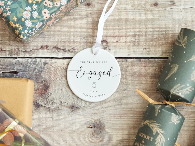 First Christmas Engaged Ornament | Custom Engagement Gift | The Year We Got Engaged Personalised Decoration