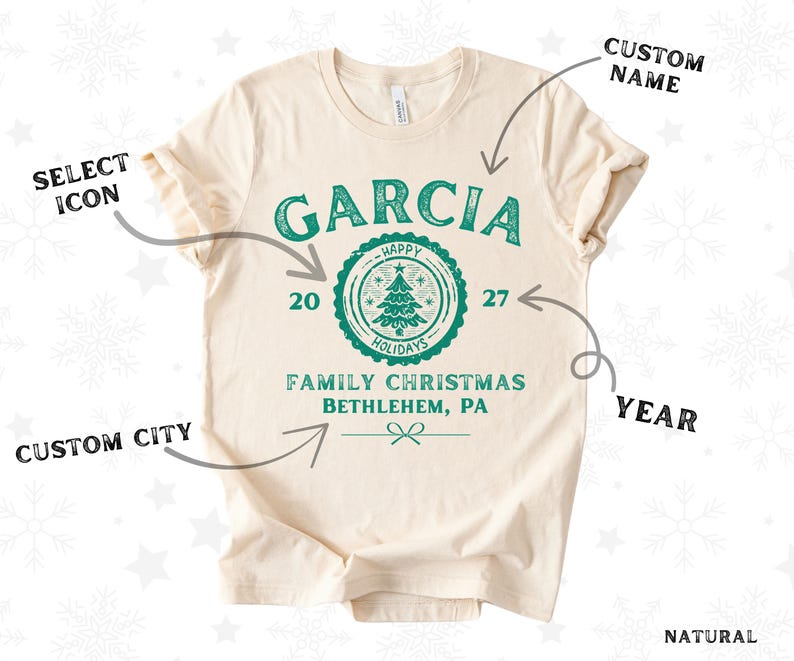 Custom Family Christmas Shirts, Matching Xmas Tees, Personalized Name Shirt, Vintage Santa Varsity Christmas Family Outfits Pjs