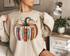 Fall Book Pumpkin Halloween Shirt, Halloween Book Lover Shirt, Fall Bookish Shirt, Pumpkin Book Shirt, Pumpkin Sweater, Fall Shirt, spooky t