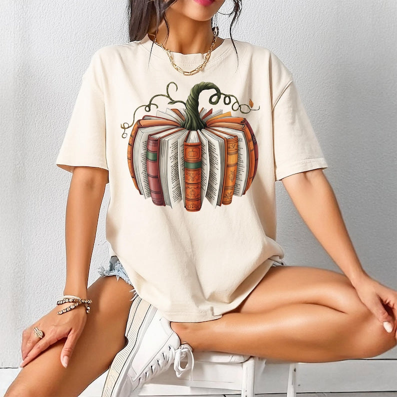 Fall Book Pumpkin Halloween Shirt, Halloween Book Lover Shirt, Fall Bookish Shirt, Pumpkin Book Shirt, Pumpkin Sweater, Fall Shirt, spooky t
