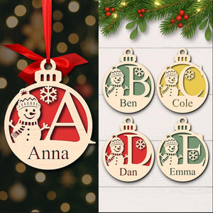 Christmas Balls Monogram, Snowman Bauble , Custom Name Ornament,Tree Ornaments