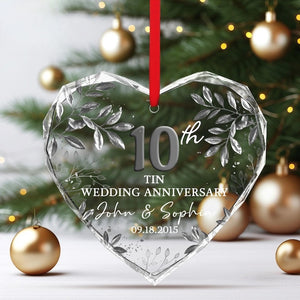 10th Wedding Anniversary Gift,Personalized 10th Anniversary Gift,Tin Wedding Anniversary Glass Ornament,Anniversary Keepsake,Gift for Couple