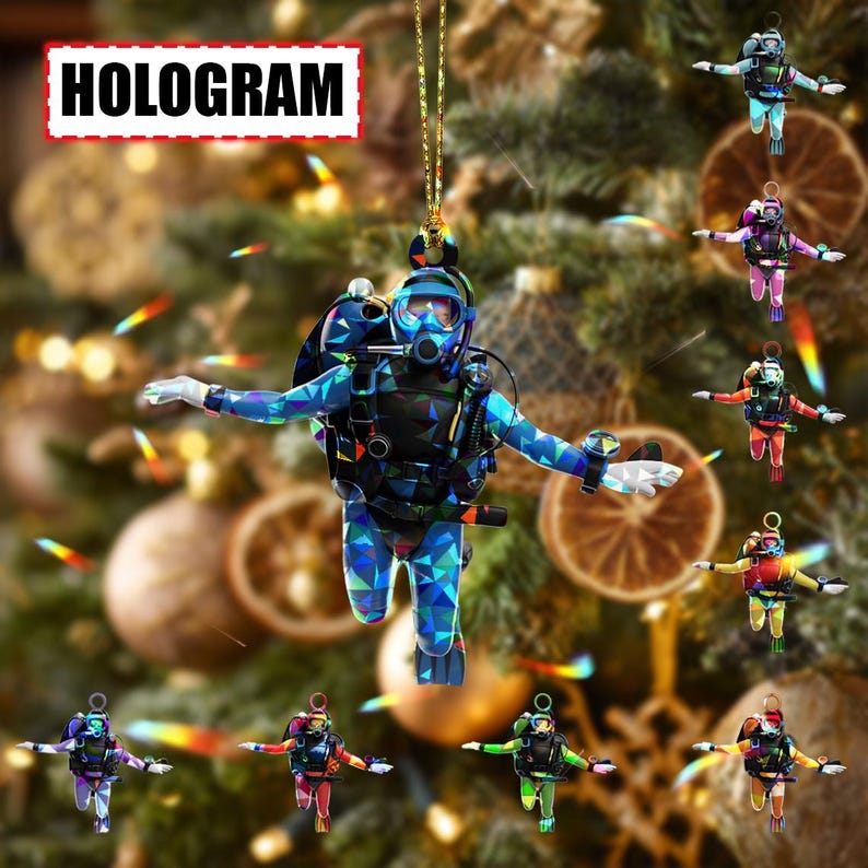 Ornament Acrylic Personalized Scuba Diver Ornament Christmas Tree Decoration with Custom Name, Diving Gear Suit Keepsake for Ocean Lovers