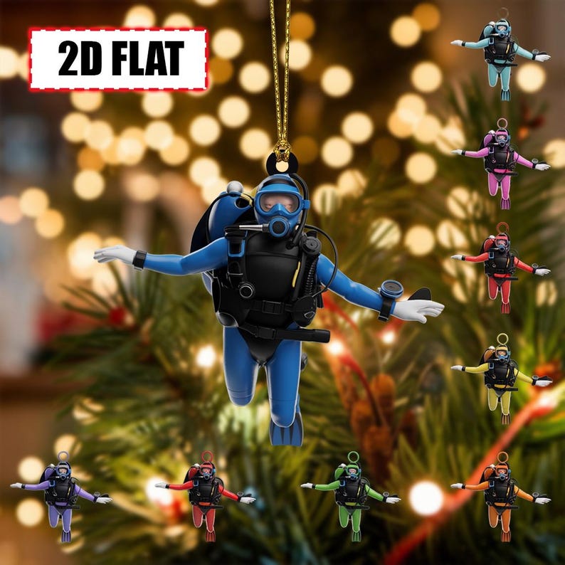 Ornament Acrylic Personalized Scuba Diver Ornament Christmas Tree Decoration with Custom Name, Diving Gear Suit Keepsake for Ocean Lovers