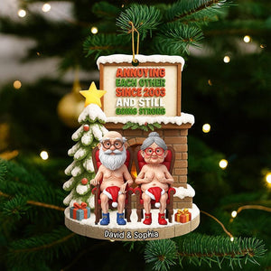 Personalized Naughty Old Couple Christmas Ornament, Annoying each other since Xmas Ornament, Flat 2D Ornament, Custom Name Ornament Gifts