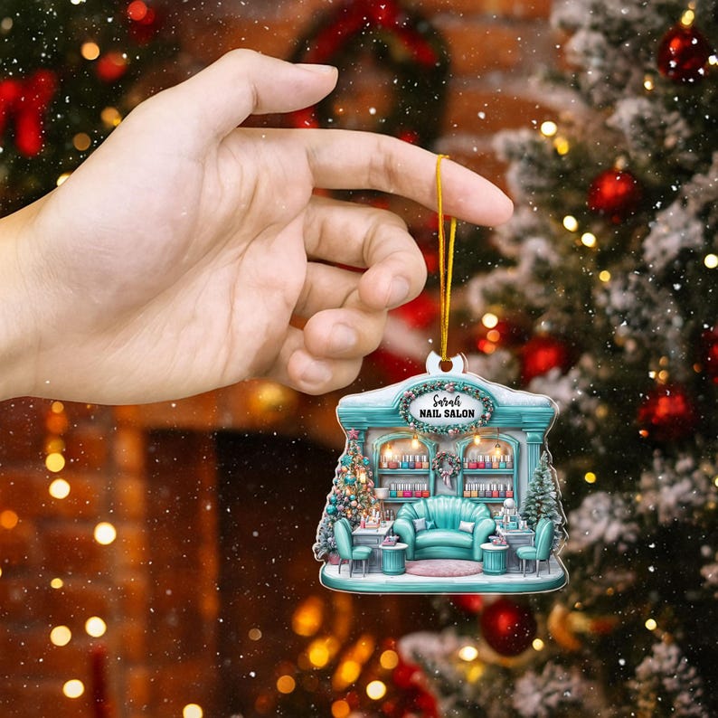 Personalized Nail Salon Ornament, Nail Polish Christmas Ornament, Gifts for Nail Technician, Beauty Ornaments for Women, Nail Tech Gifts, TT