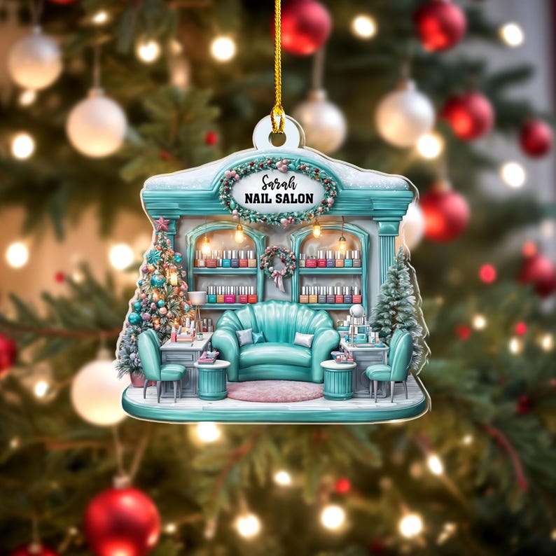 Personalized Nail Salon Ornament, Nail Polish Christmas Ornament, Gifts for Nail Technician, Beauty Ornaments for Women, Nail Tech Gifts, TT