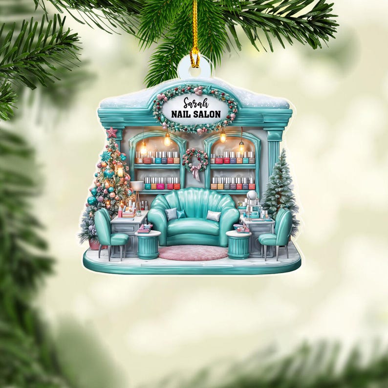 Personalized Nail Salon Ornament, Nail Polish Christmas Ornament, Gifts for Nail Technician, Beauty Ornaments for Women, Nail Tech Gifts, TT