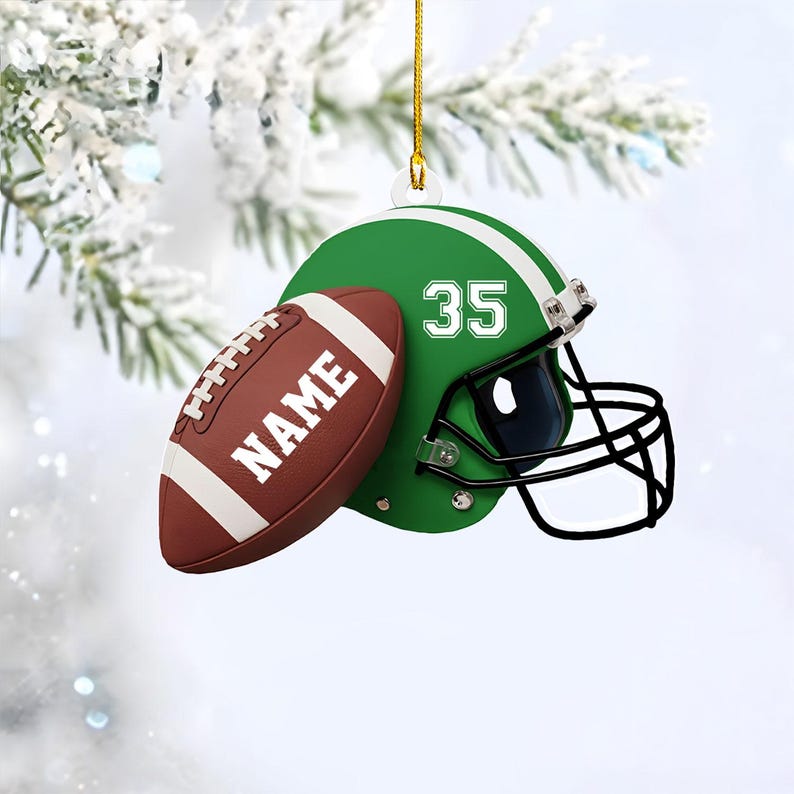 Personalized Football Helmet Ornament, Custom Name Football Player Gift, Team Player Christmas Ornament, Football Fan Gift