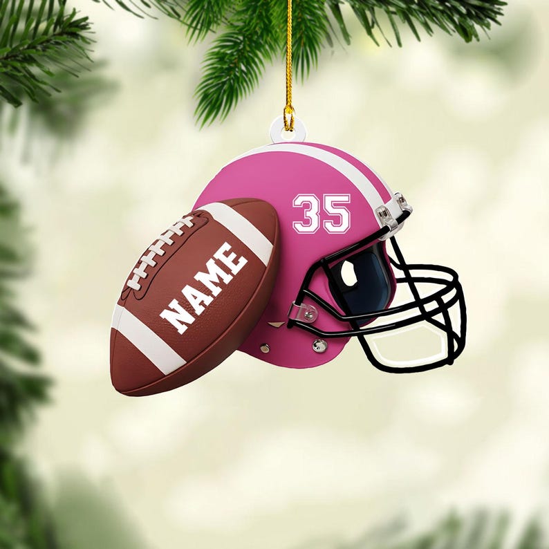 Personalized Football Helmet Ornament, Custom Name Football Player Gift, Team Player Christmas Ornament, Football Fan Gift