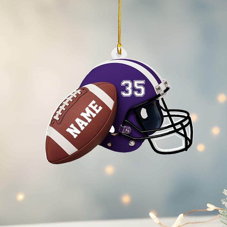 Personalized Football Helmet Ornament, Custom Name Football Player Gift, Team Player Christmas Ornament, Football Fan Gift
