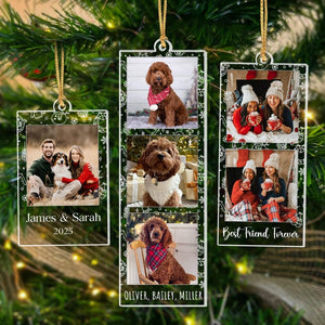 Personalized Photo Strip Ornament, Custom Family Photo Christmas Ornament, Besties Xmas Gift, Pet 1st Christmas Keepsake, Picture Keepsake