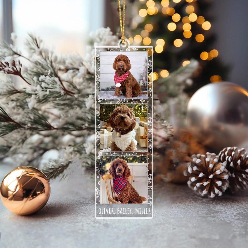 Personalized Photo Strip Ornament, Custom Family Photo Christmas Ornament, Besties Xmas Gift, Pet 1st Christmas Keepsake, Picture Keepsake
