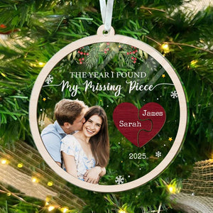 The Year I Found My Missing Piece 2025, Custom Couple Ornament, Couple Gift Personalized, Couple Photo Keepsake, Couple Christmas Ornaments