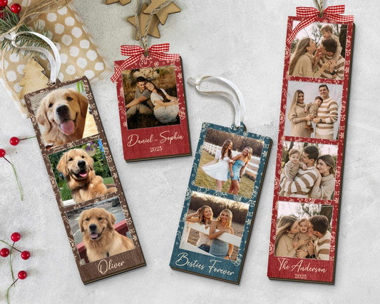 Custom Photo Strip Christmas Ornament: Personalized Family Keepsake Custom Family Photo Christmas Ornament, Besties Xmas Gift, Pet 1st Christmas Keepsake, Picture Keepsake