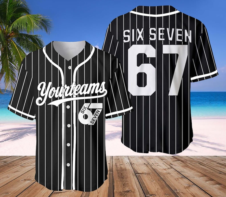 6 7 Baseball Jersey, Funny Halloween costume for kids or parents, great for teachers, six seven Tiktok trend, Meme shirt, Funny Jersey
