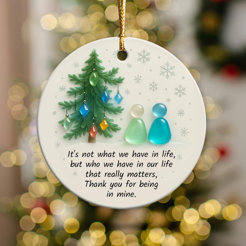 Sea Glass 2D Effect Print Ornament, Timeless Friendship Keepsake, Friends Christmas Gift, Best Friends Ornament, Sea Glass Art BFF Ornament