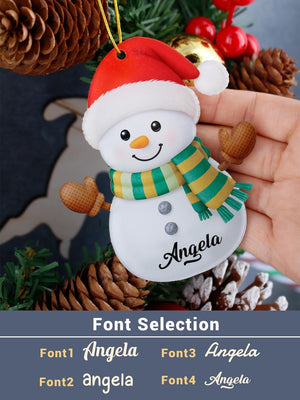 Personalized Snowman Christmas Ornaments, Custom Name Snowman Decor, Customizable Snowman Christmas Tree Decorations, Christmas, Family, Kid