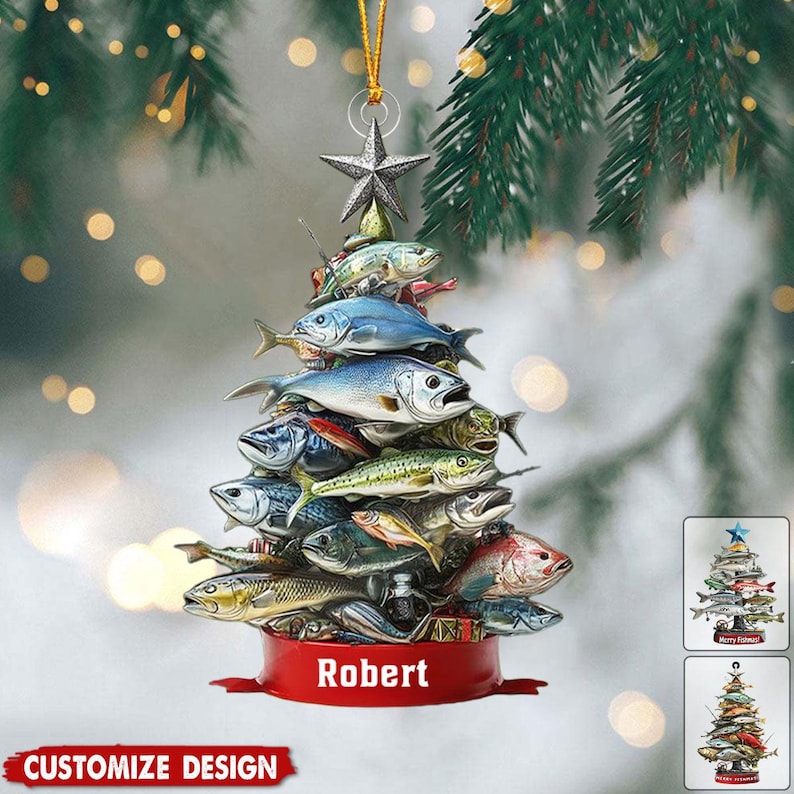 Personalized Fishing Christmas Ornament: Acrylic Keepsake Gift