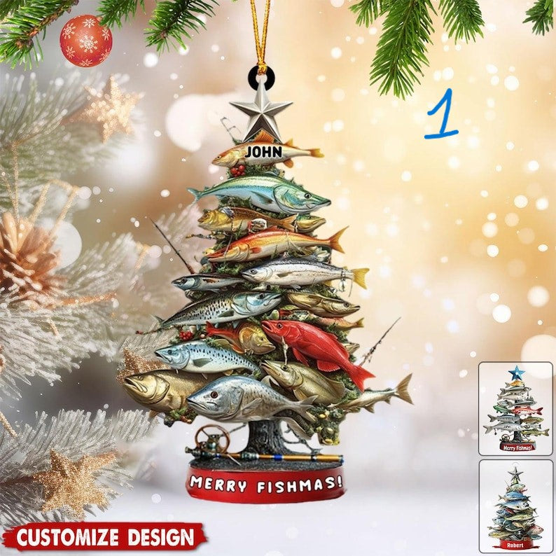 Personalized Fishing Christmas Ornament: Acrylic Keepsake Gift