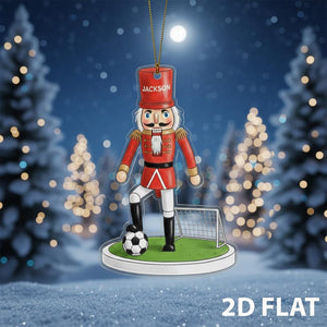 Personalized Soccer Nutcracker 2D FLAT Ornament, Custom Name Sports Christmas Decoration, Funny Soccer Player Holiday Gift, Xmas Tree Decor