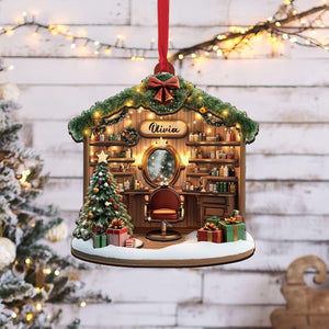 Personalized Hair Salon Christmas Ornament, Hair Salon Acrylic / Wood Ornament, Hairdresser Gifts,Hair Salon Christmas Decor,Hair Stylist Gift
