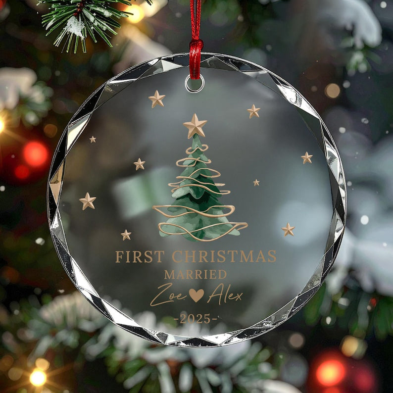 Personalized First Christmas Ornament, Married Date Ornament, Merry Christmas Gifts, Christmas Tree Decor, Christmas Party Gifts