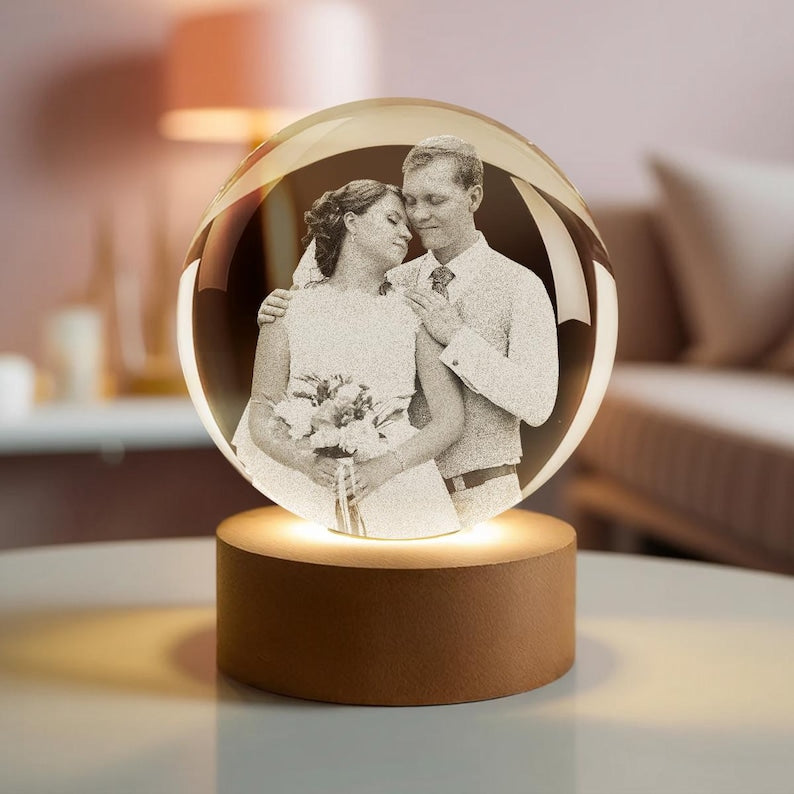 Personalized Crystal Ball Night Light Custom Photo Keepsake
